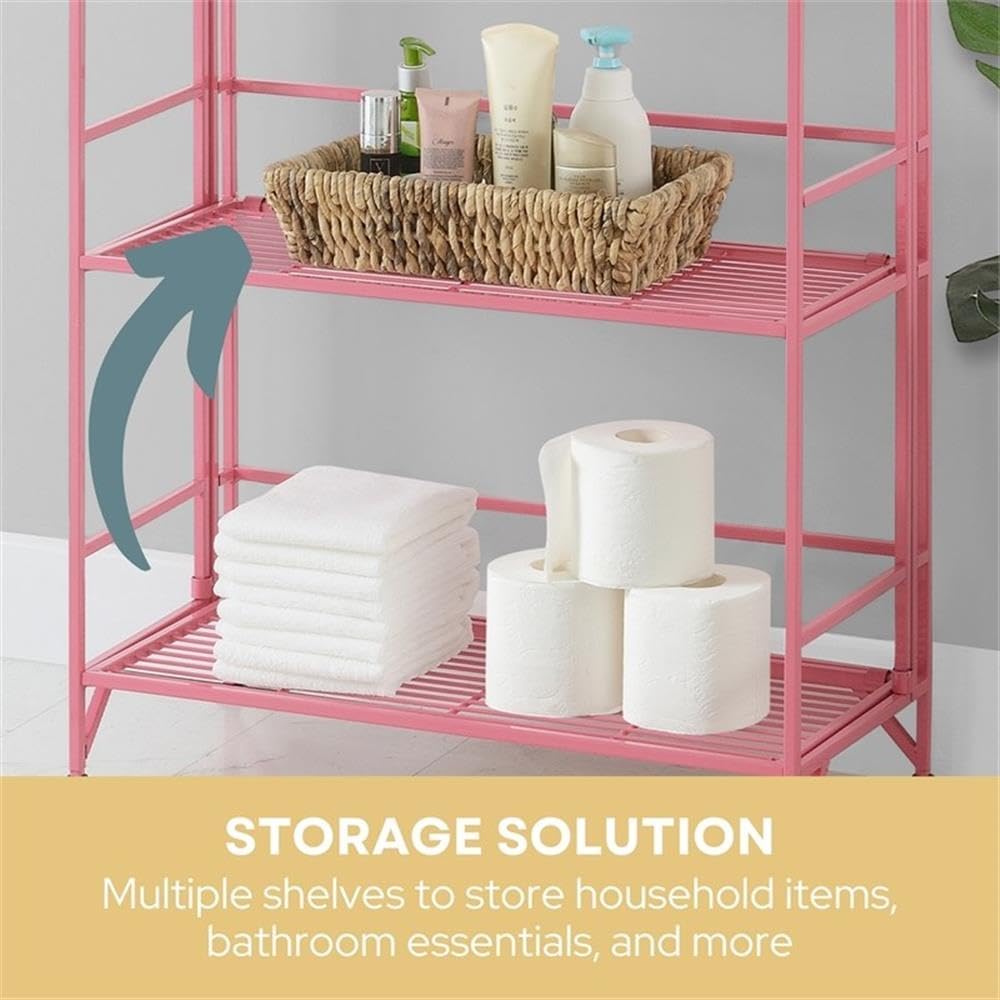 Convenience Concepts Xtra Storage Shelves Pink 3 Tier Folding Metal Organizer Unit