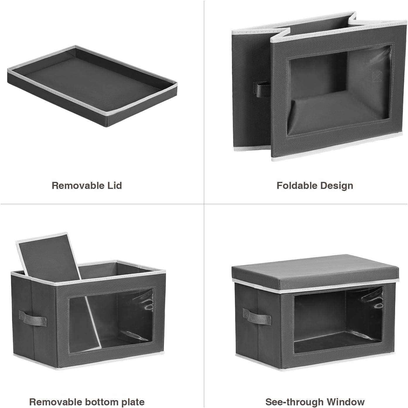 3 Pack Storage Bins with Lids - Grey