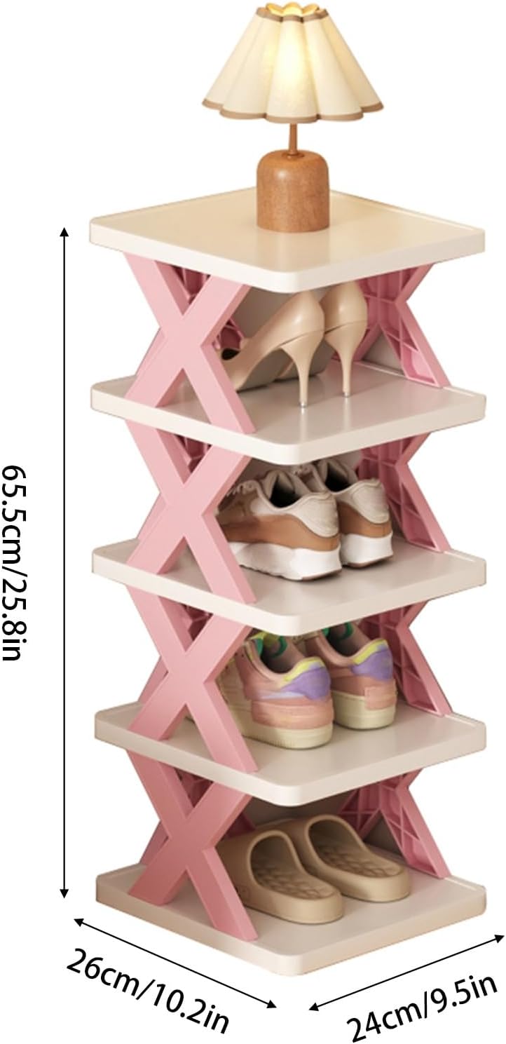 Pink 5-Tier Stackable Shoe Rack Organizer