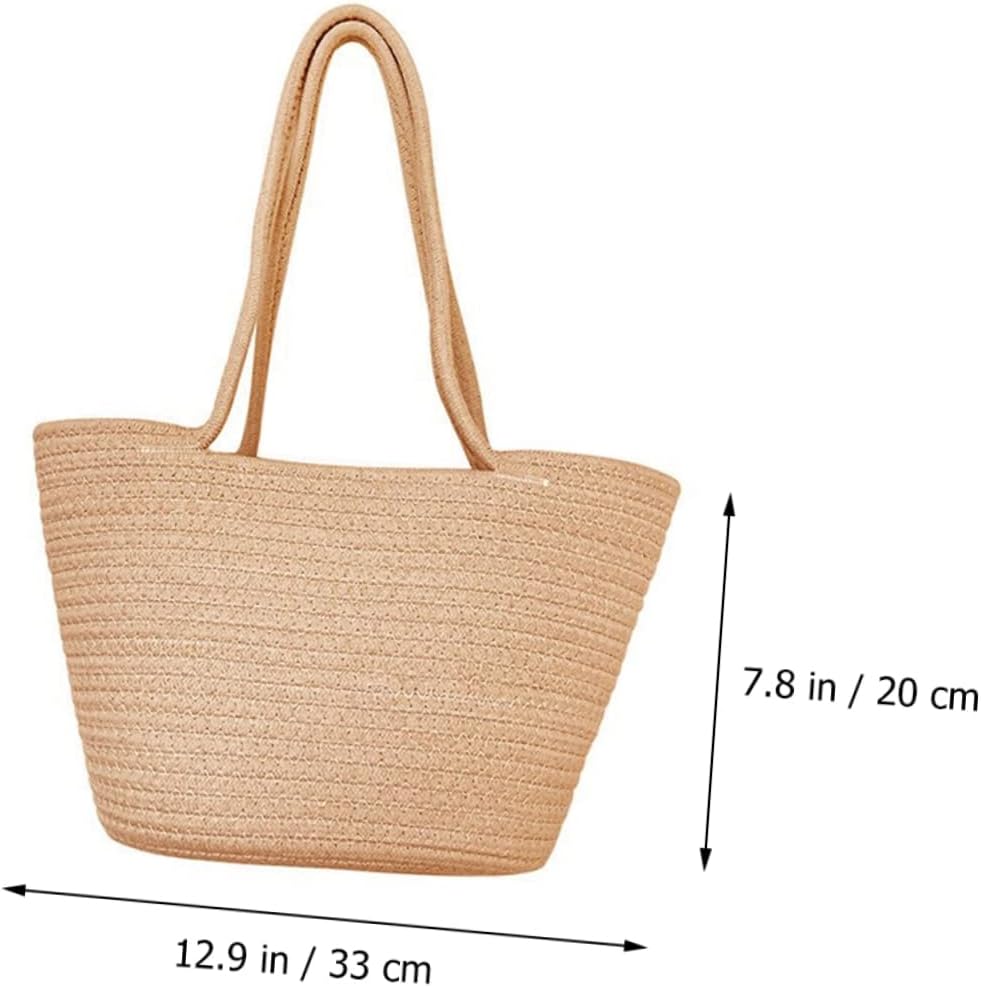 VOSAREA Khaki Woven Storage Basket for Home and Garden
