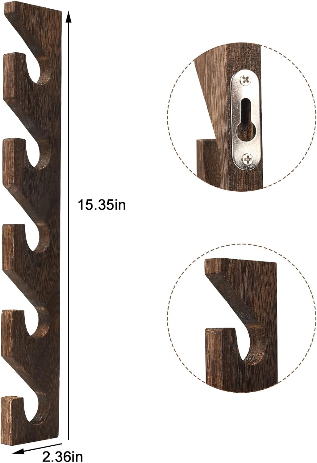 2PCS Wall Mounted Wooden Hat Rack for Baseball Caps