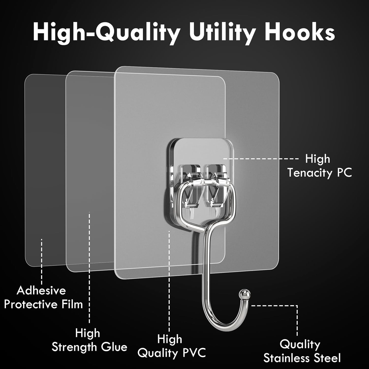Lsnisni 20 Pack Heavy Duty Adhesive Hooks