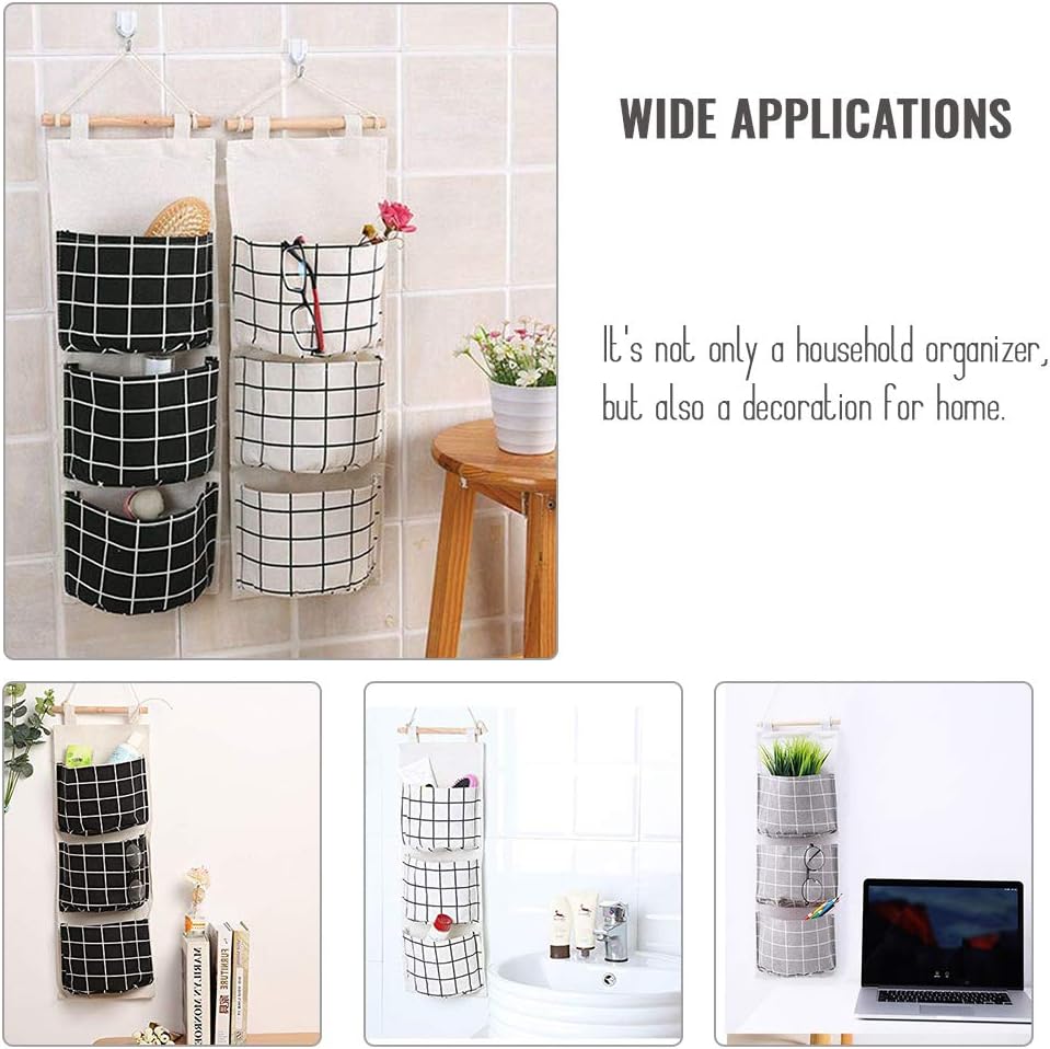 AUHOKY 3Pcs Wall Hanging Storage Organizer with 3 Pockets