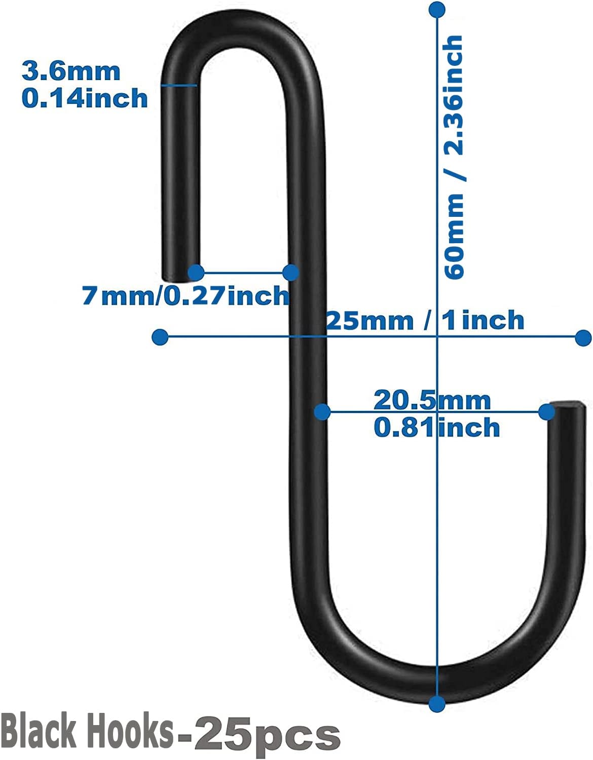 50 Pack Heavy Duty S Shaped Hooks for Kitchenware and Storage