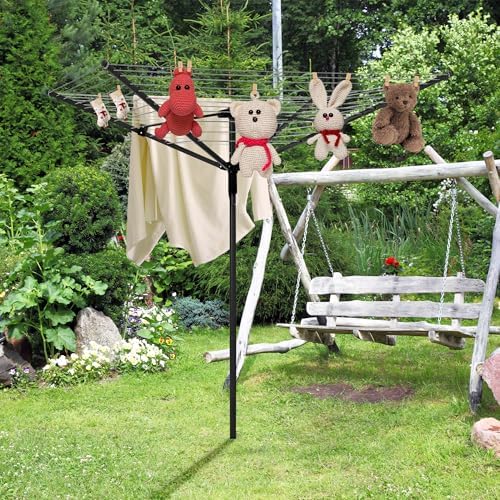 MYOYAY 4 Arm Rotating Clothesline with 165ft Rope