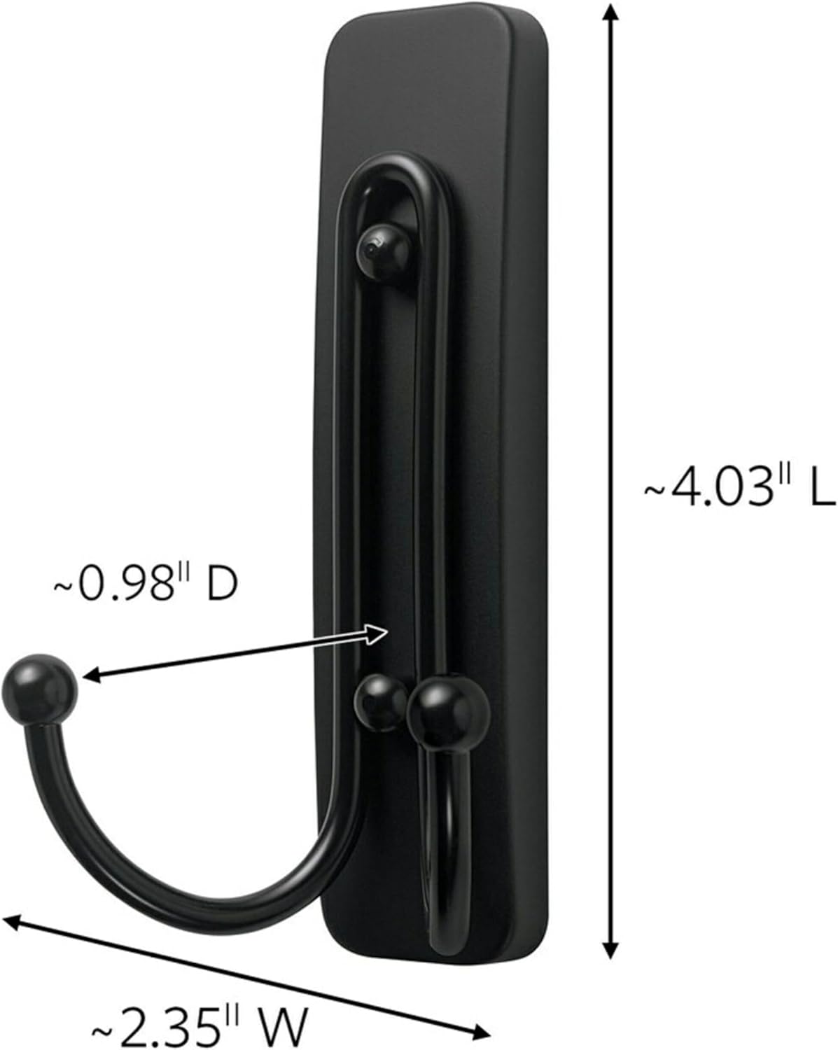 Command Large Matte Black Double Hooks 2-Pack