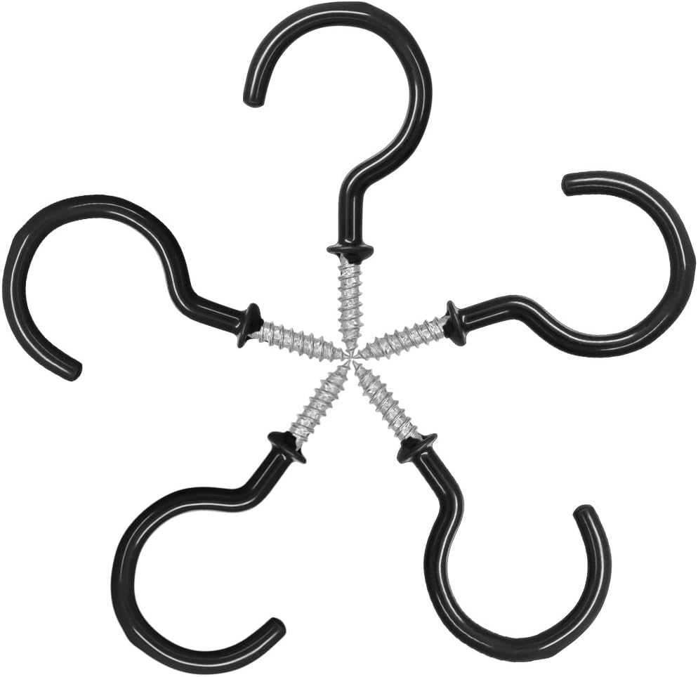 25 Pack Vinyl Ceiling Hooks for Kitchen Storage - Black