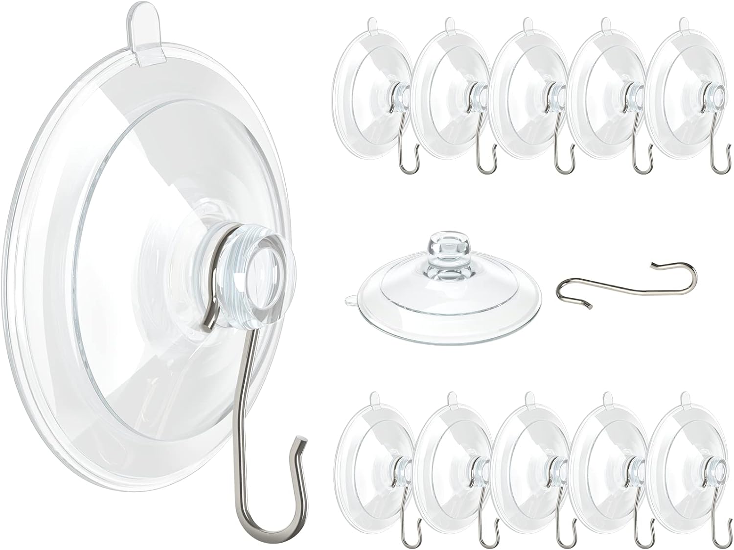 VISV Suction Cup Hooks 12 Pcs Clear with Metal Hooks