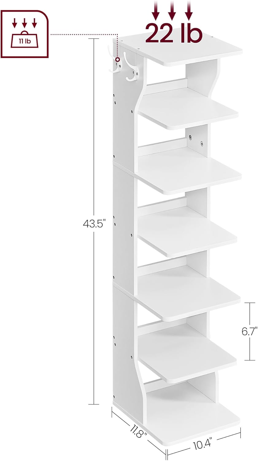 VASAGLE 7-Tier Vertical Shoe Rack White