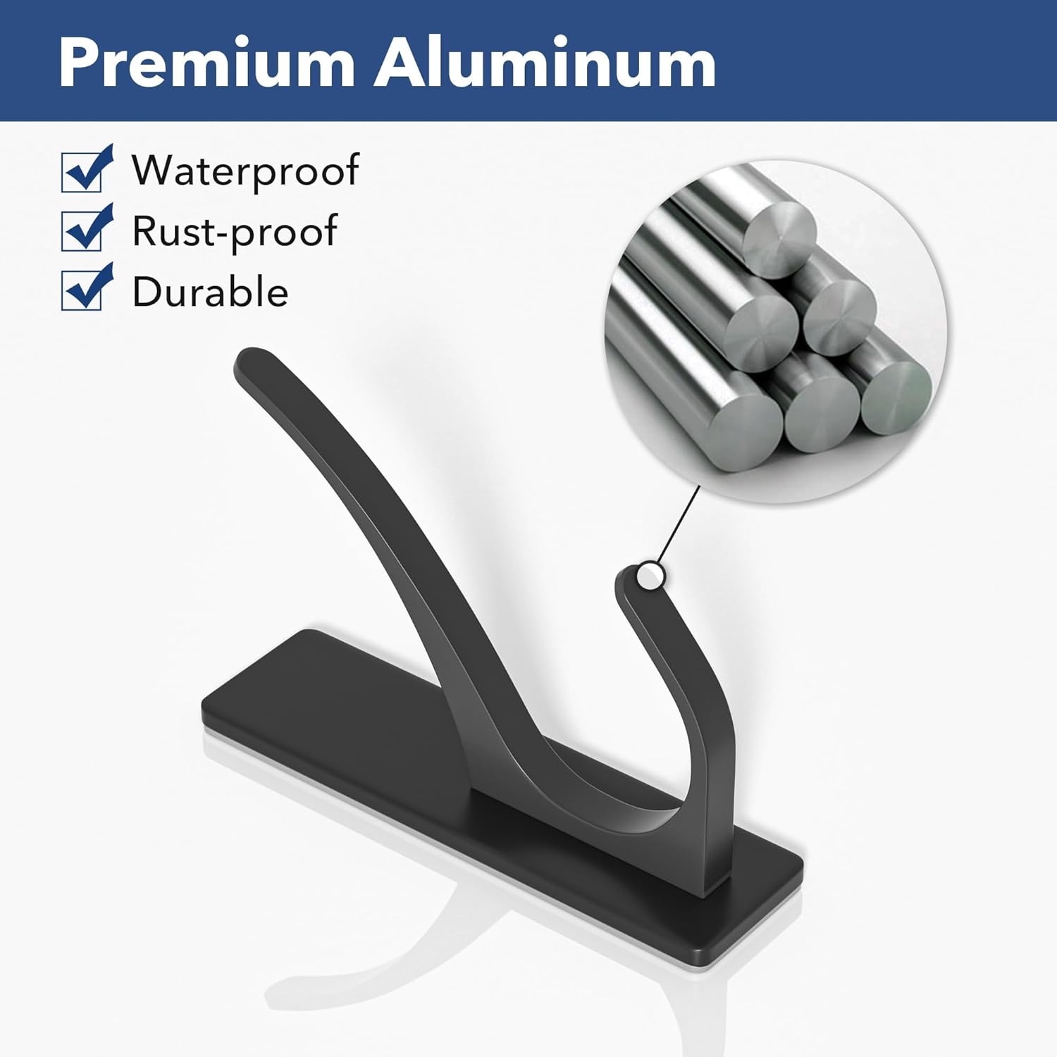 Self Adhesive Coat Hooks 10 Pack Matt Black Heavy Duty