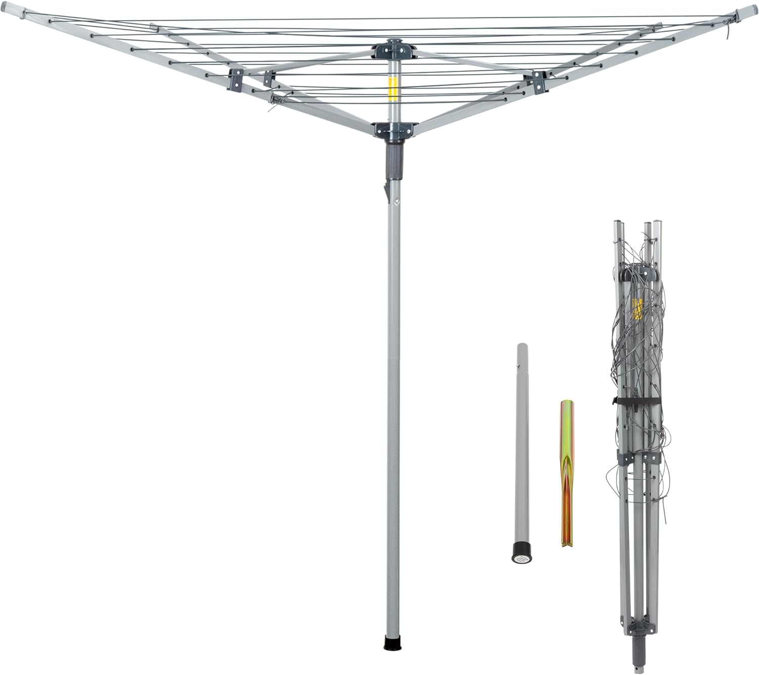 JS HANGER Collapsible 4 Arm Rotary Outdoor Clothes Drying Rack
