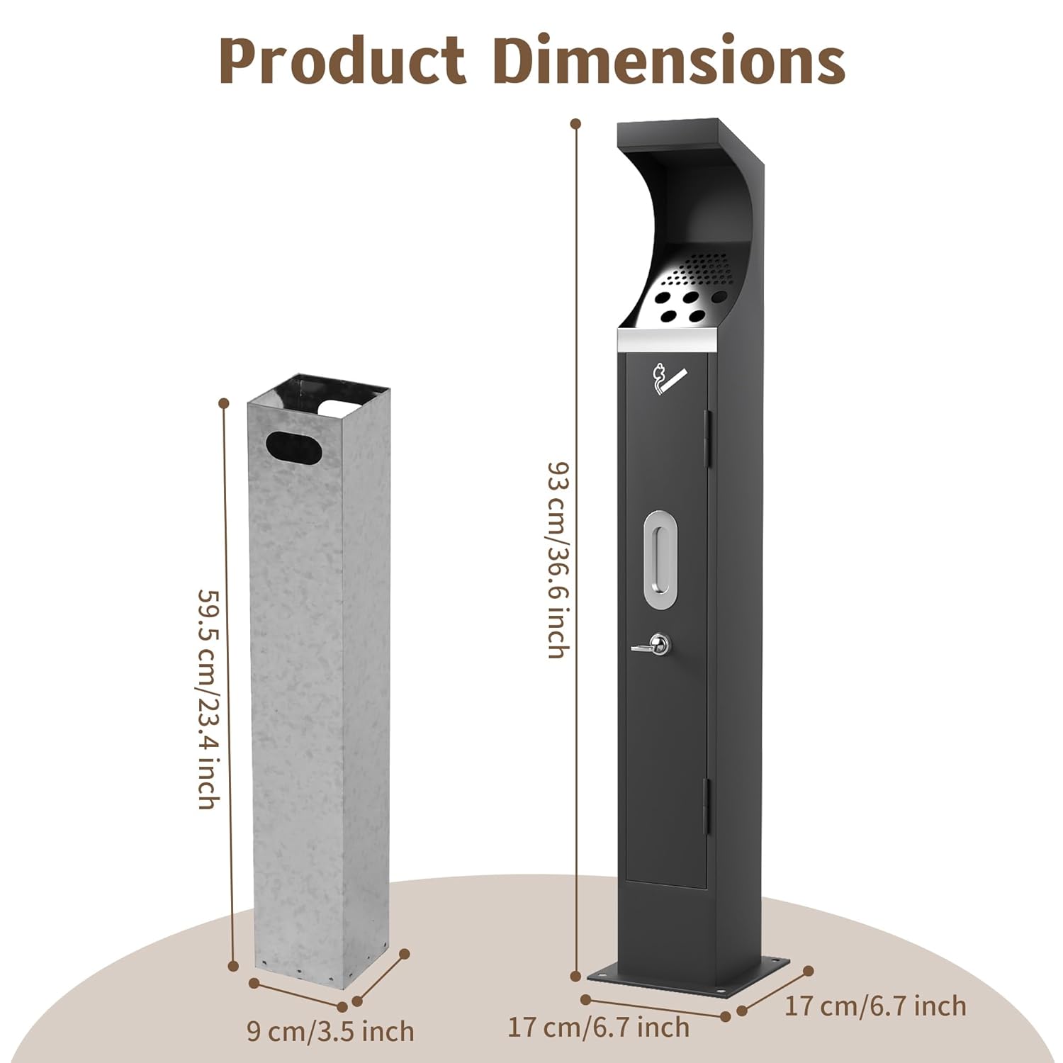 AIWFL Commercial Steel Trash Receptacle Outdoor