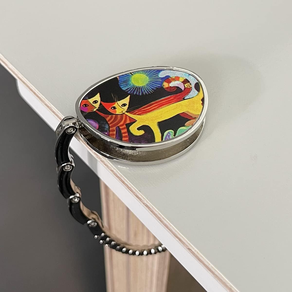 Wrapables Stylish Purse Hook Hanger with Cats