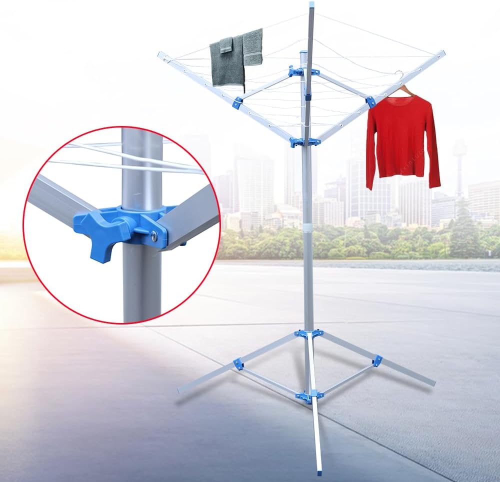 Rotary Clothes Drying Rack 60 Inch 3 Arms Metal