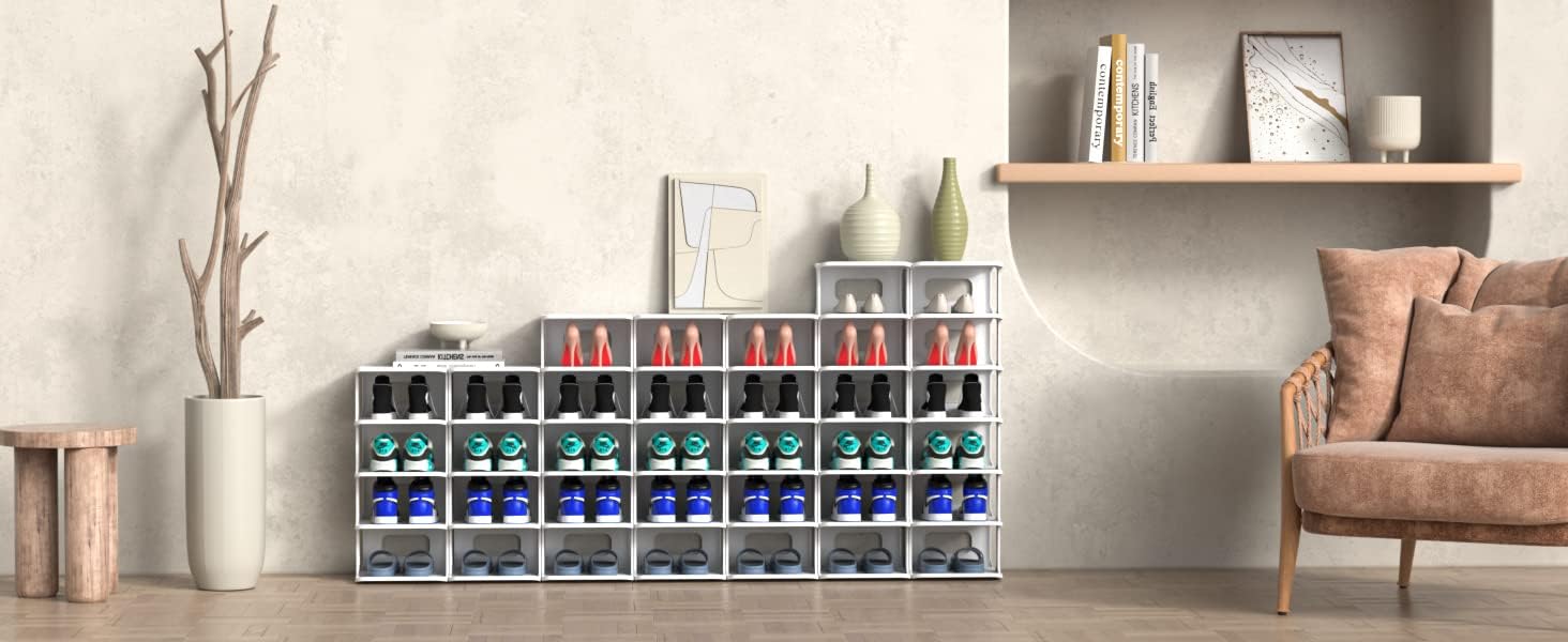 ZOINLIY Stackable Shoe Organizer for Small Spaces Grey Free Standing Rack