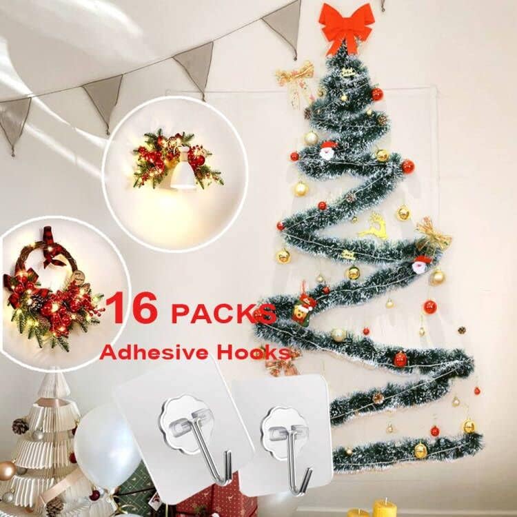 16 Pack Heavy Duty Stainless Wall Hooks with Self Adhesive