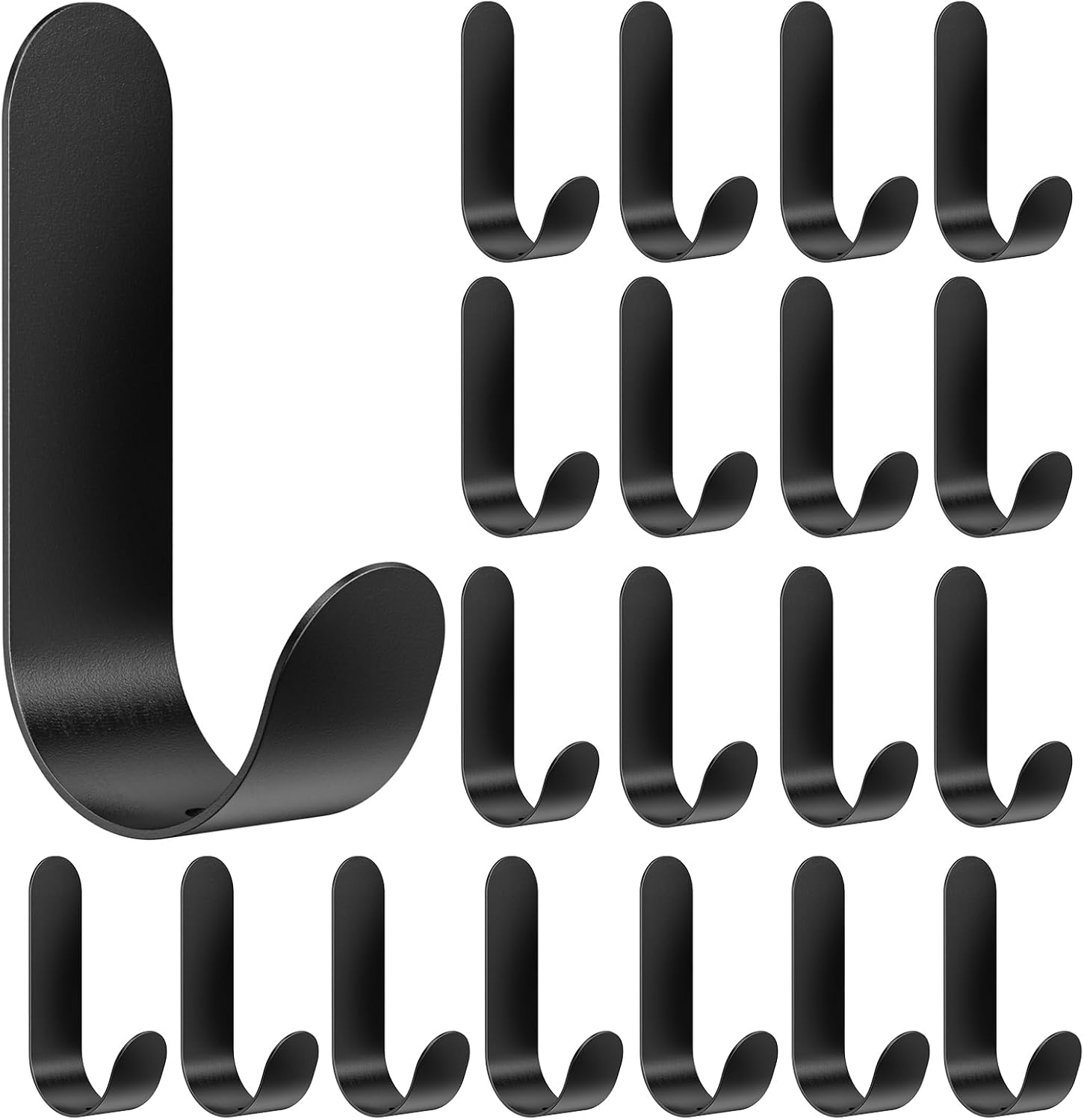 ATDOALL Adhesive Towel Hooks 20PCS Stainless Steel Wall Hooks Black