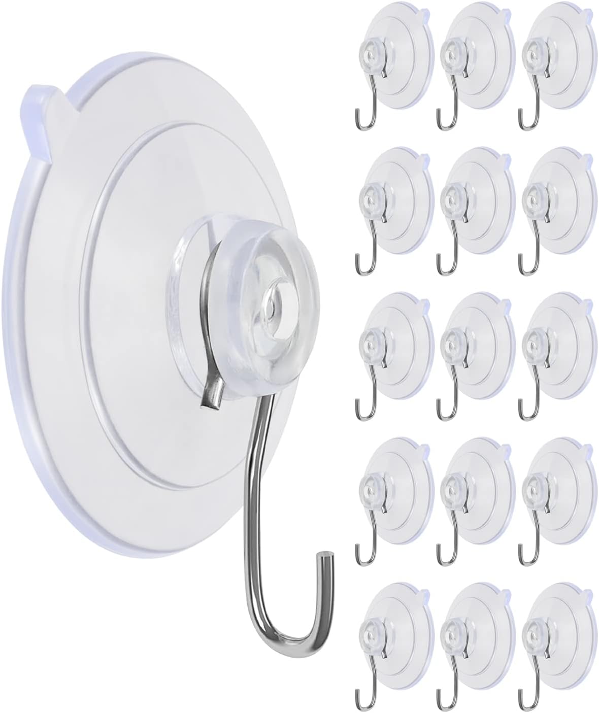 LUPYJI Suction Cup Hooks 15 Pack for Glass Windows and Mirrors