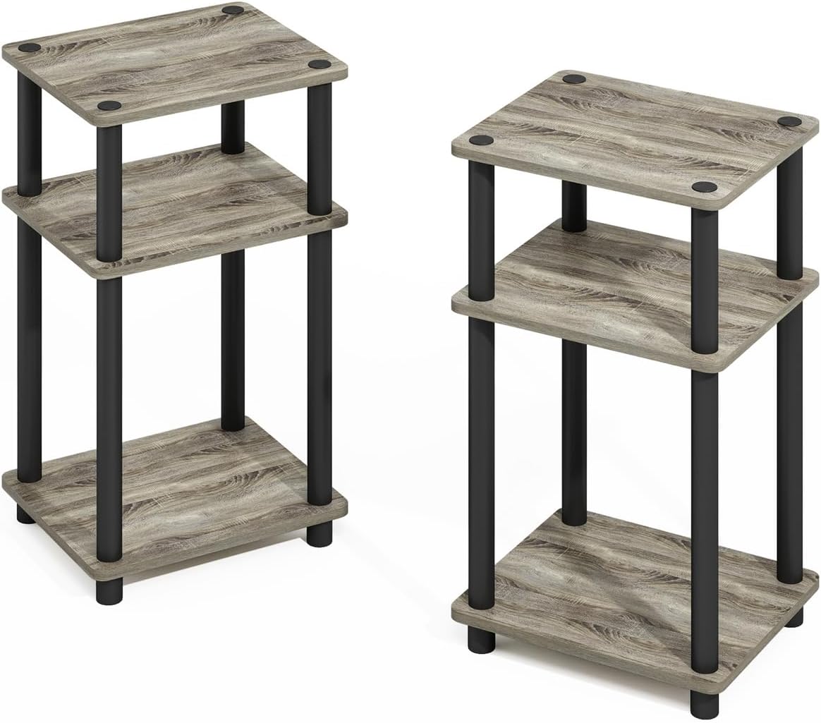 Furinno Turn-N-Tube Stackable Standing Shelf Unit French OakBlack