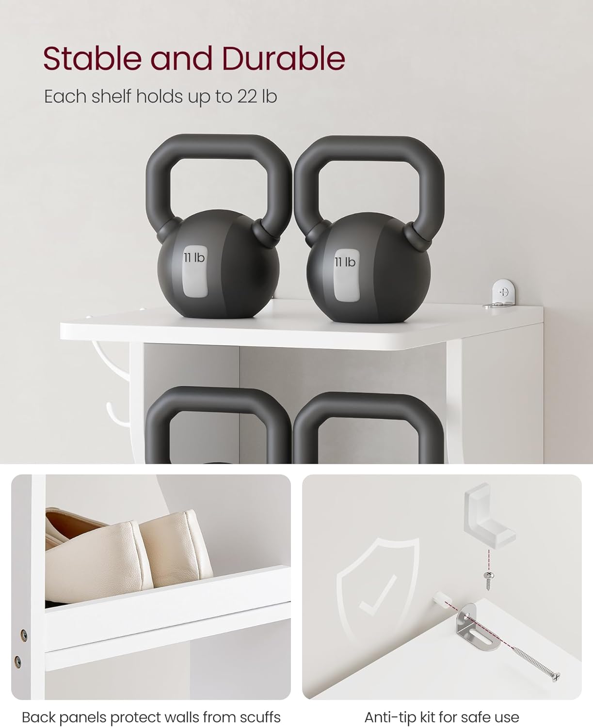 VASAGLE 7-Tier Vertical Shoe Rack White