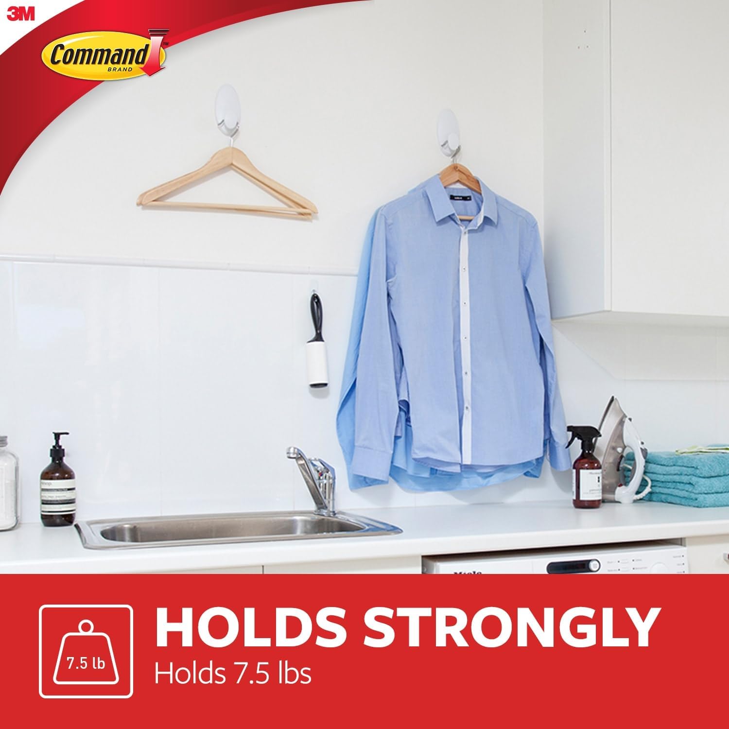 Command Clothes Hanger Holds 75 lb 1 Hook 2 Strips