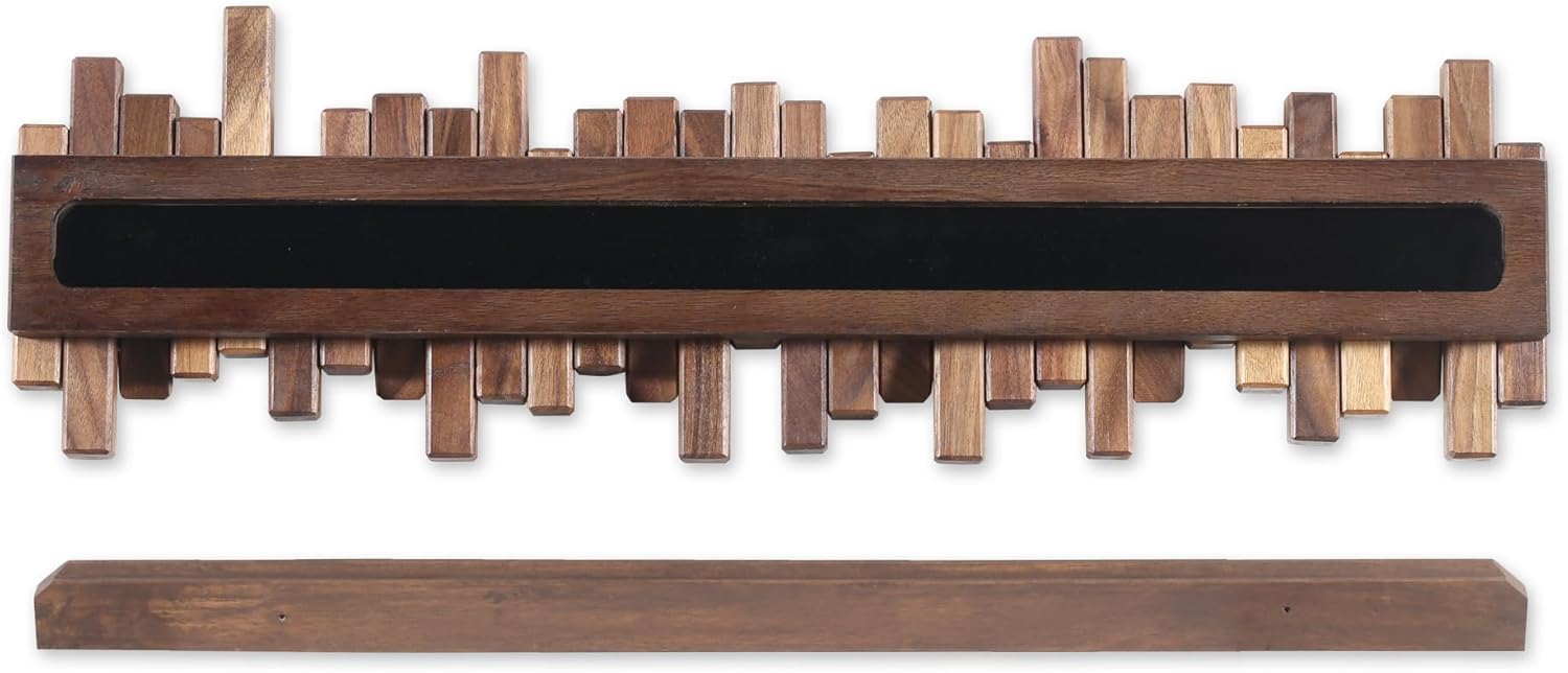 Wooden Coat Rack Wall Mounted Multi Hook Natural Walnut Art Design