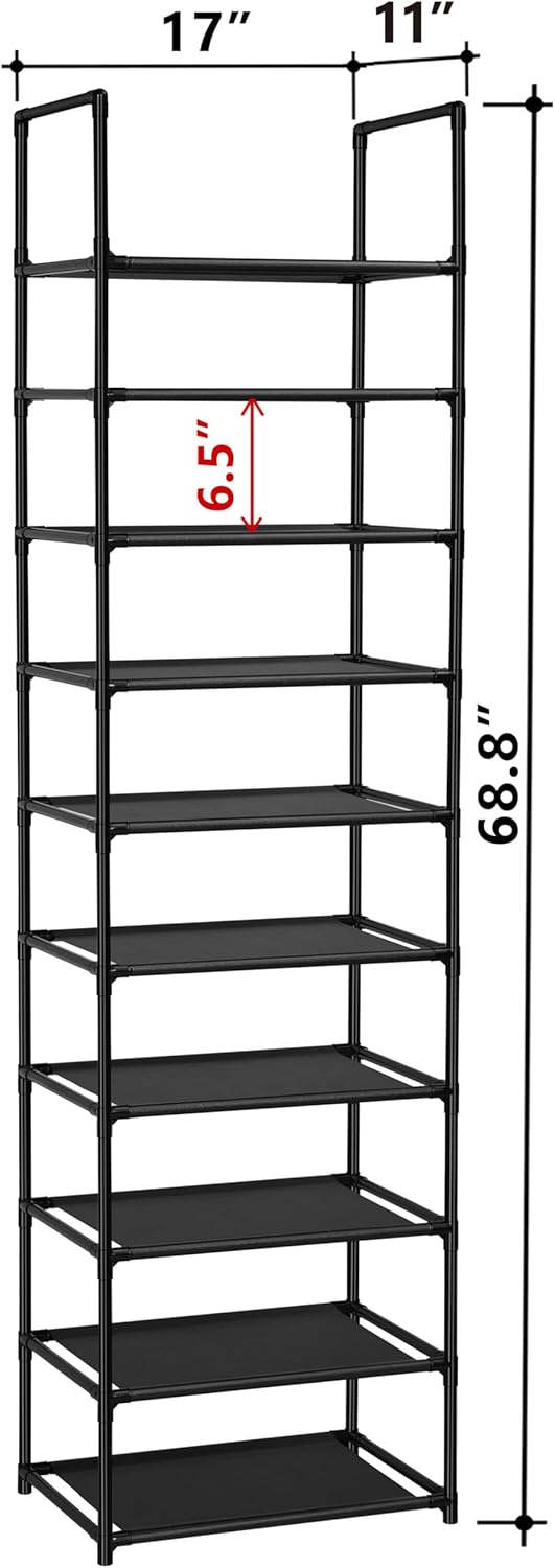 FIDUCIAL HOME 10 Tiers Sturdy Shoe Rack 20-25 Pairs