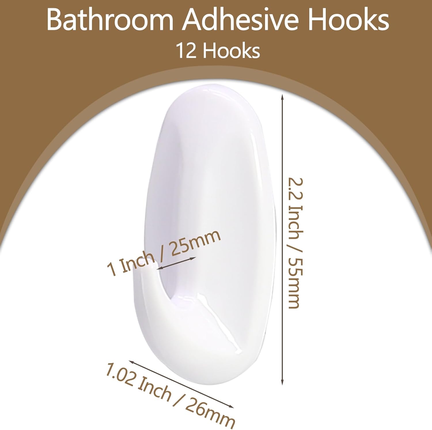 12 Pack Heavy Duty Utility Hooks 15 lb Capacity Self Adhesive Wall Hooks for Hanging Garlands Hats Towels Coats and More