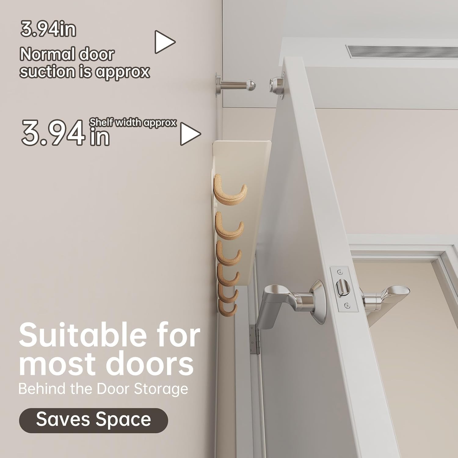 Modern Wall Hooks with 22 Inch Shelf and 6 Hooks