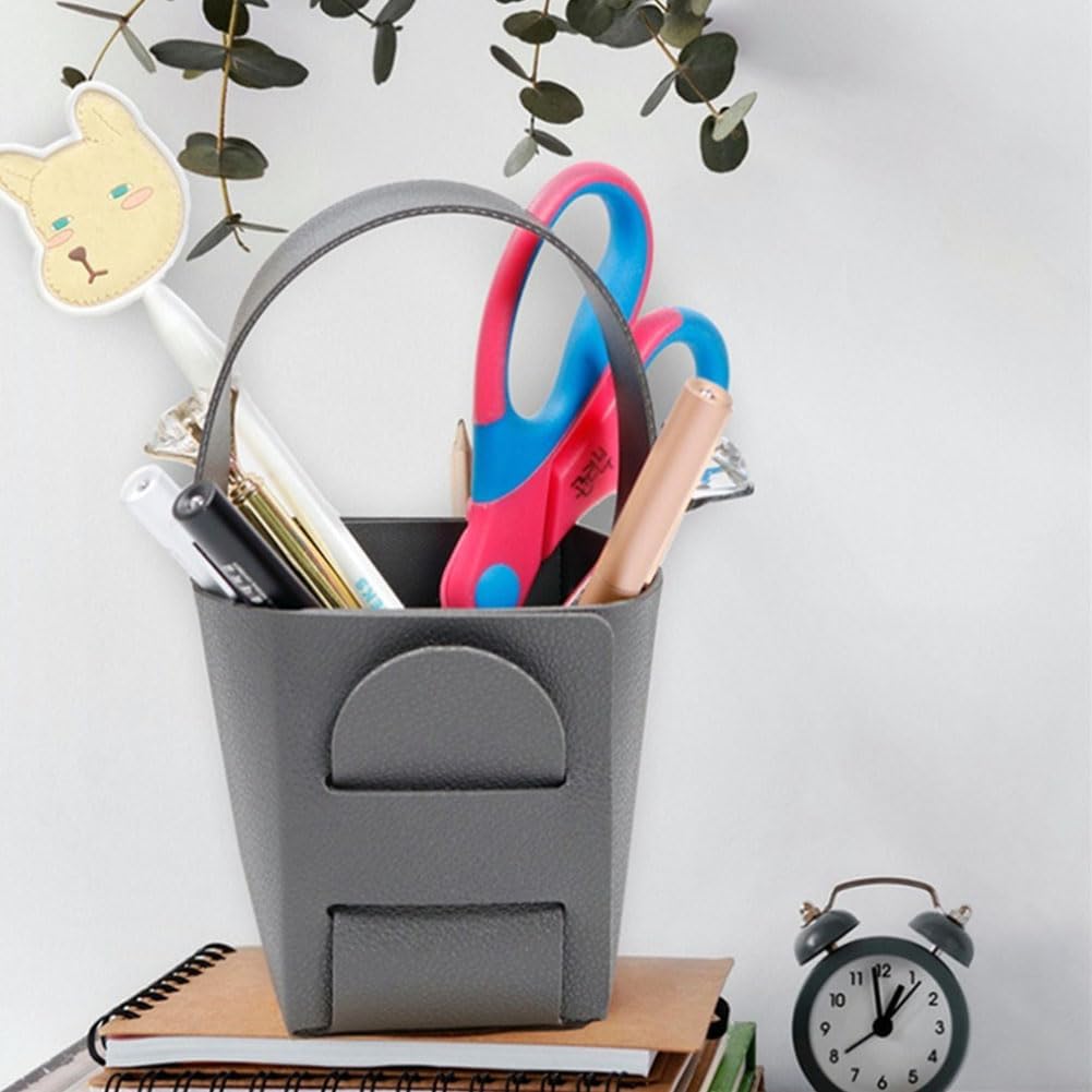 Mini Storage Basket 2 Pcs Foldable Leather Dry Flower Organizer