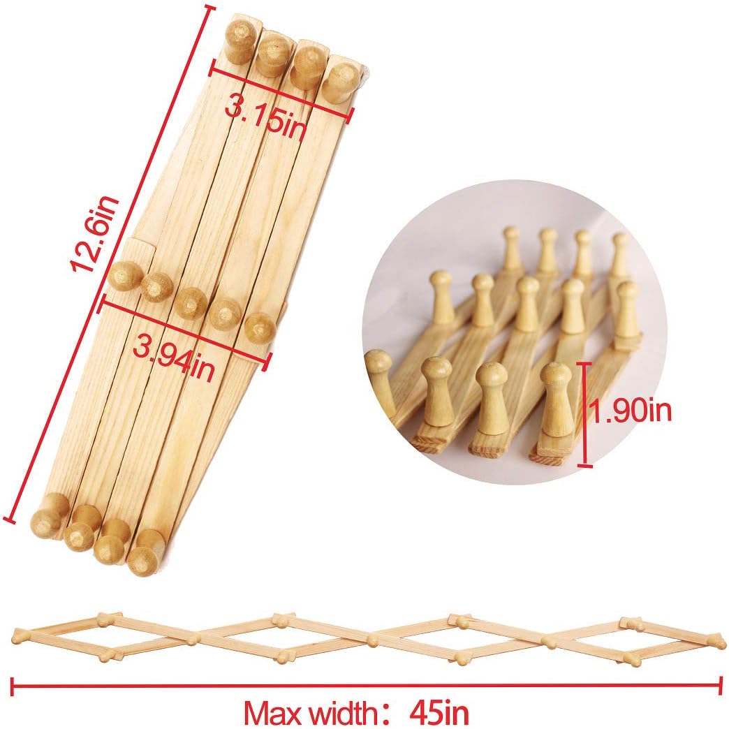 AMAPON Expandable Wall Wooden Coat Rack 13 Hooks