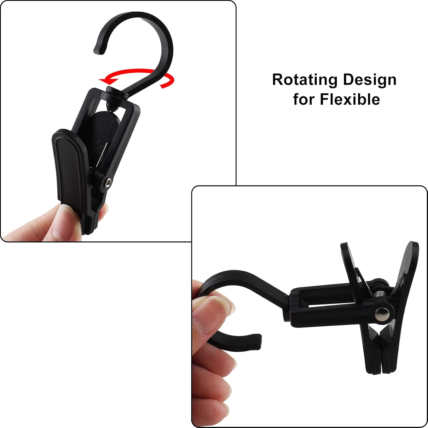 20PCS Black Swivel Laundry Hooks with Strong Grip