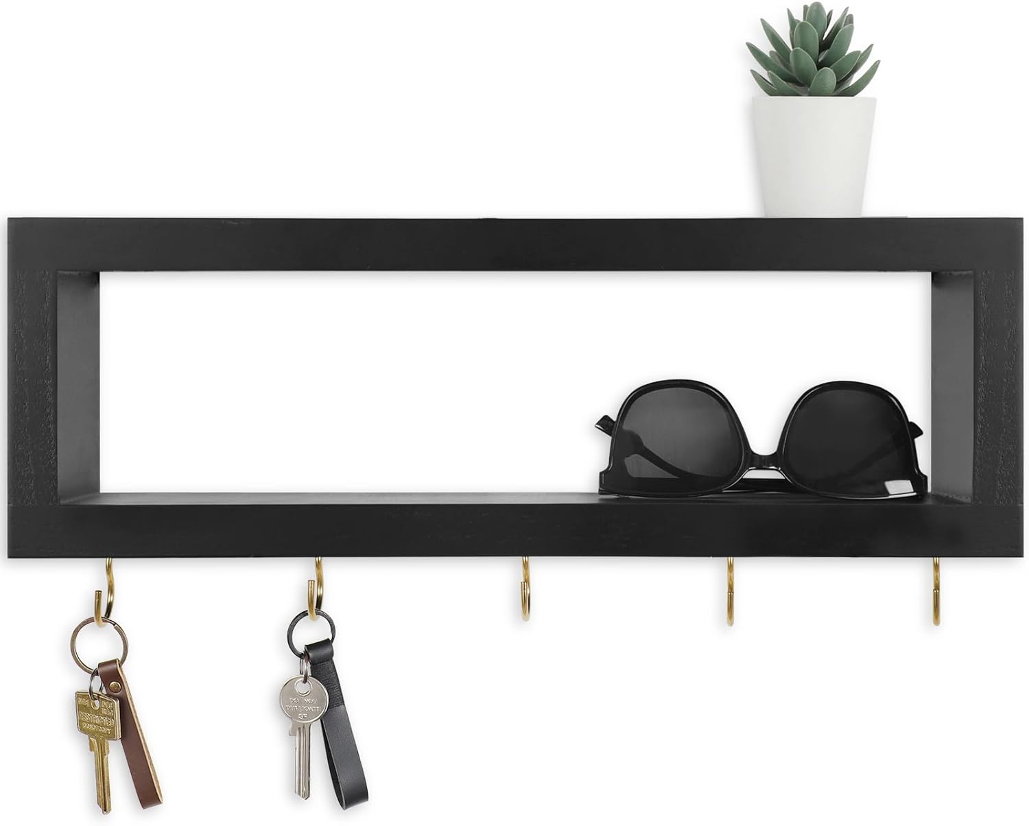 Lwenki Wall Shelf with Hooks Key and Wallet Holder