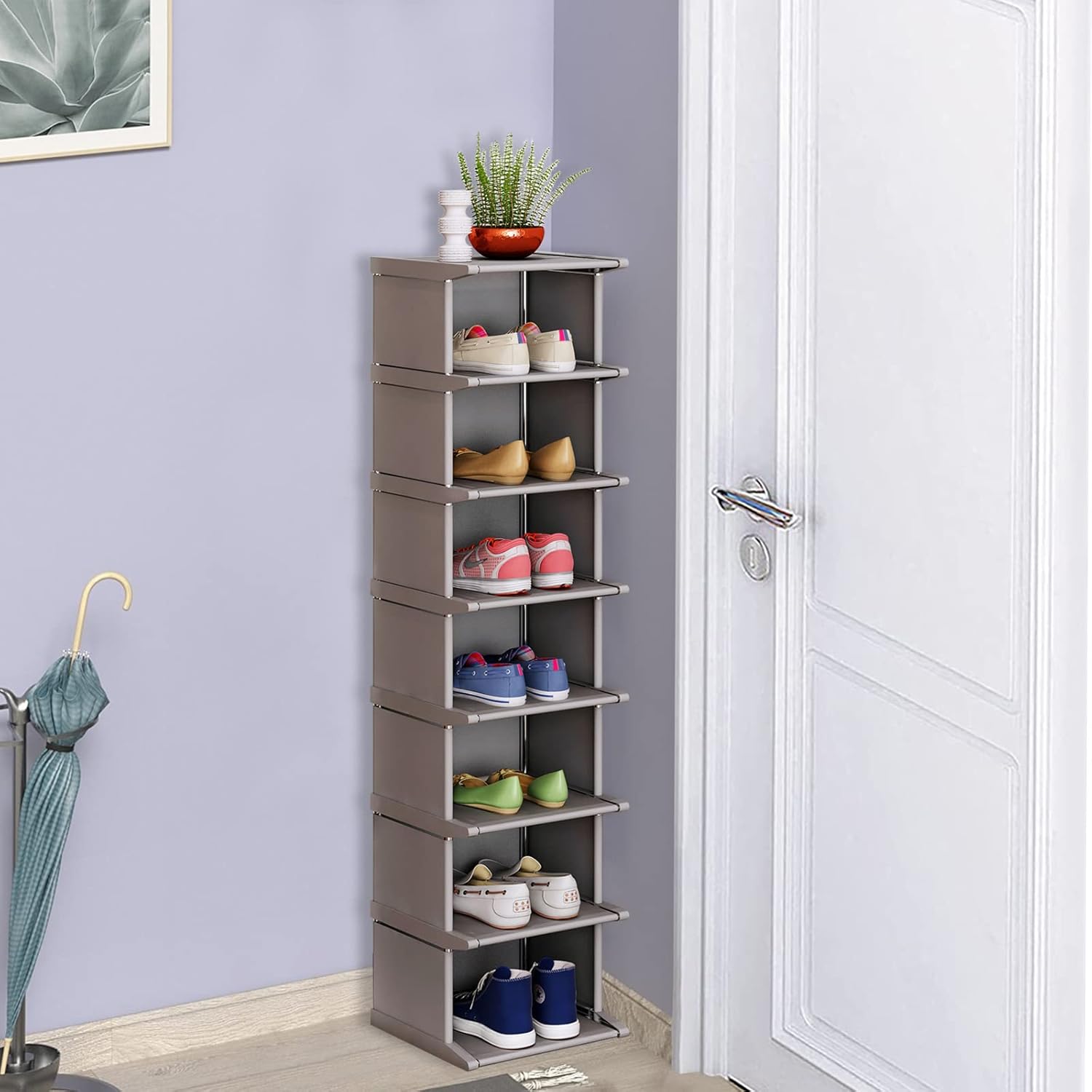 KANAV 8 Tiers Vertical Shoe Rack for Entryway Closet Hallway