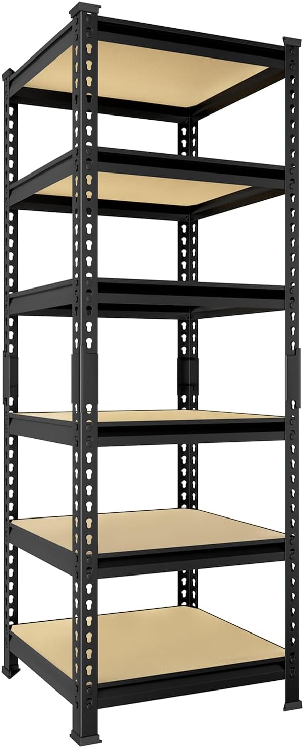 PrimeZone 6 Tier Garage Storage Shelves - Black