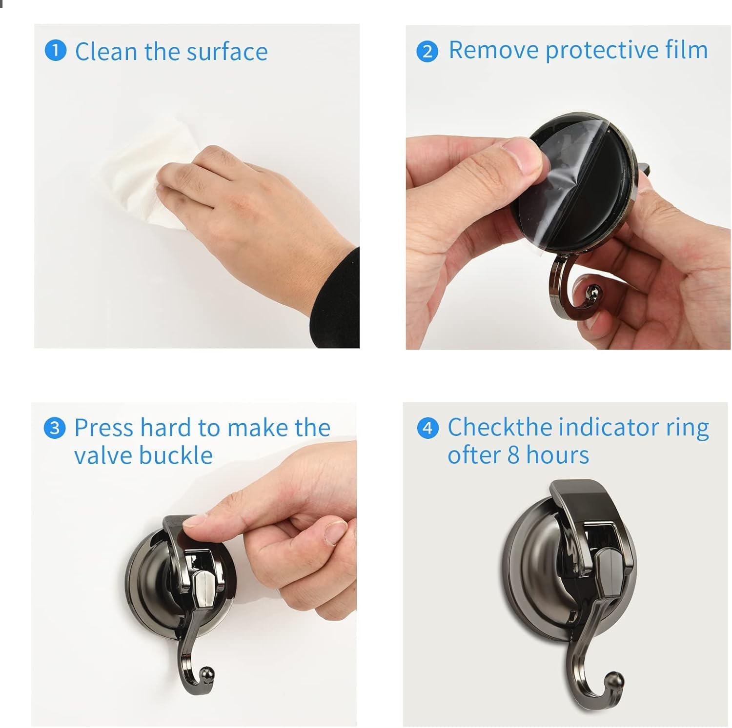 Suction Shower Hooks 2 Pack Strong Grip Wreath Hanger
