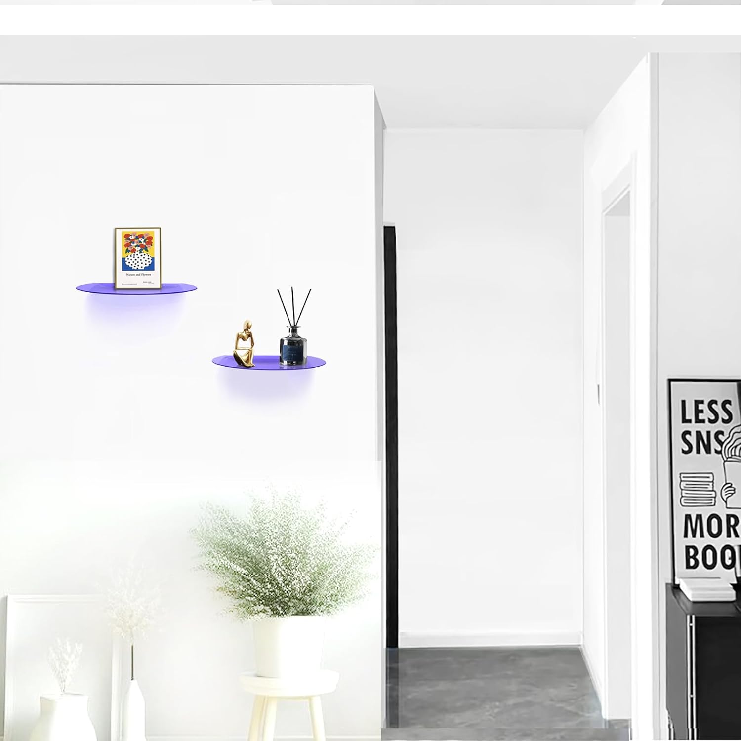 SetGame 2 Pack Acrylic Wall Shelves Purple 12 Inch Floating Storage
