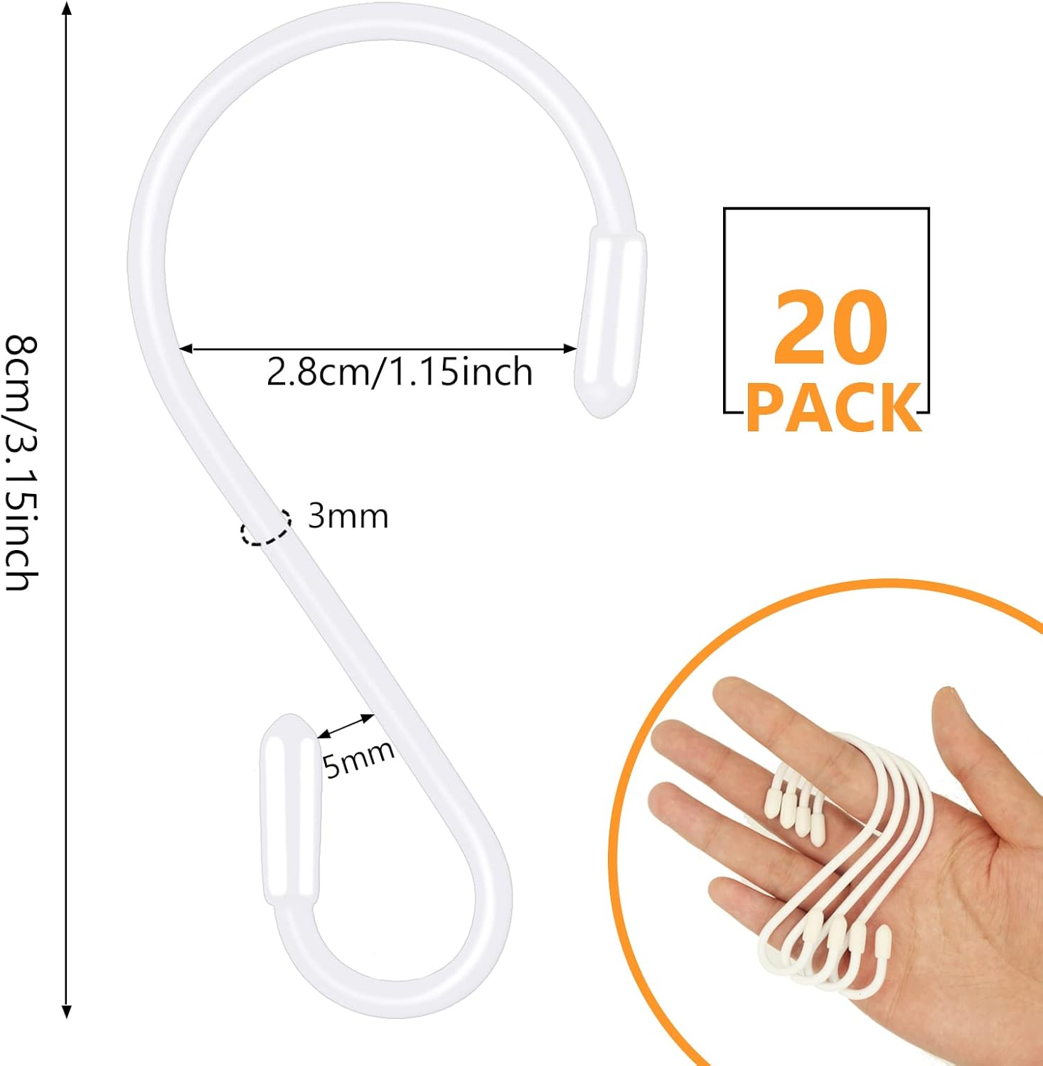 20 Pack 315 Inch S Hooks for Kitchenware Clothes and More