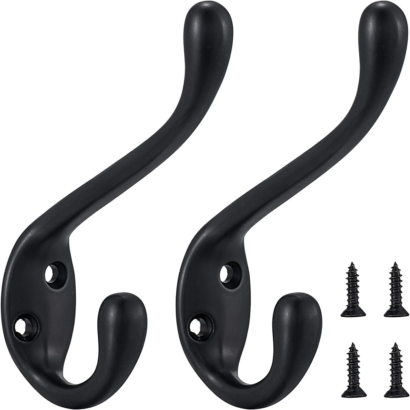 Jukzi Heavy Duty Coat Hooks 5 Pack Matte Black