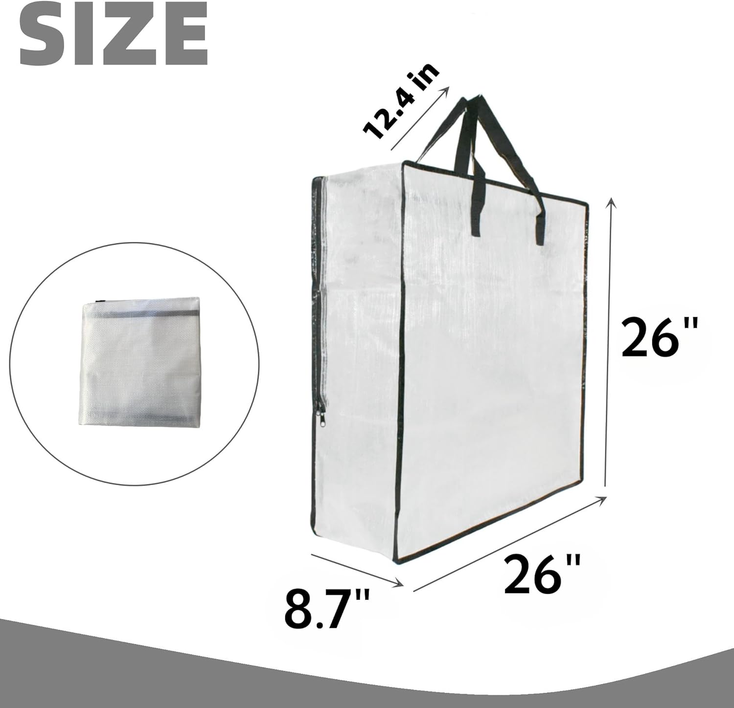 5 Pack Clear Storage Bags with Handles and Zippers