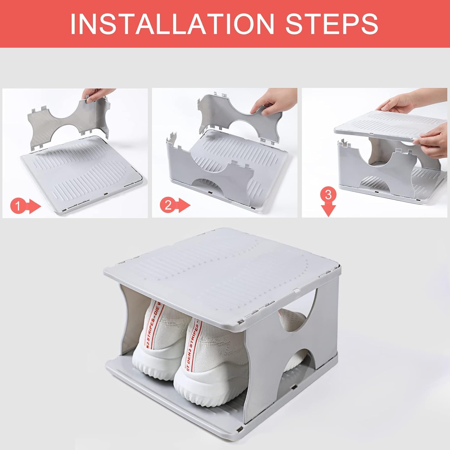 6-Tier Stackable Shoe Rack for Bedroom Entry Grey