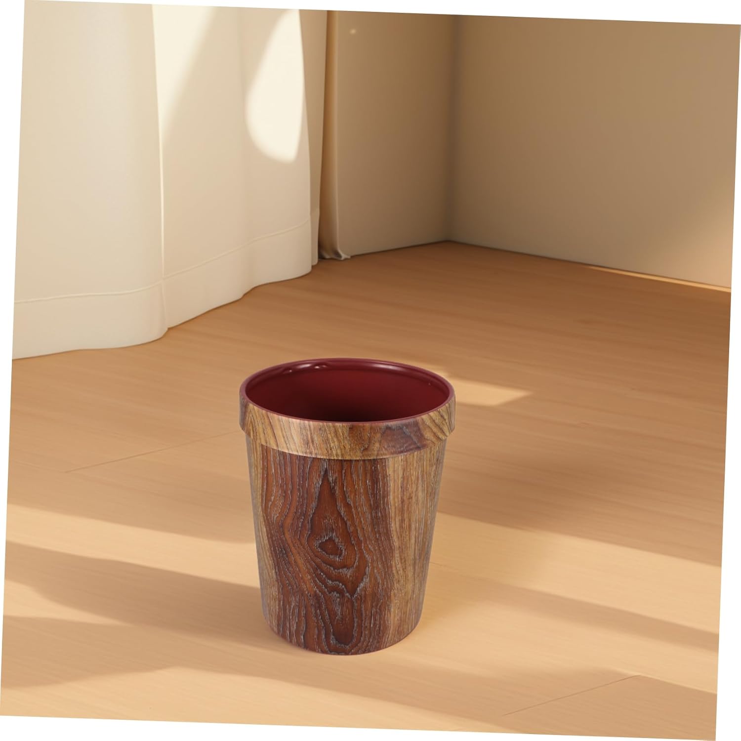 DOITOOL Decorative Trash Can with Wood Grain Design