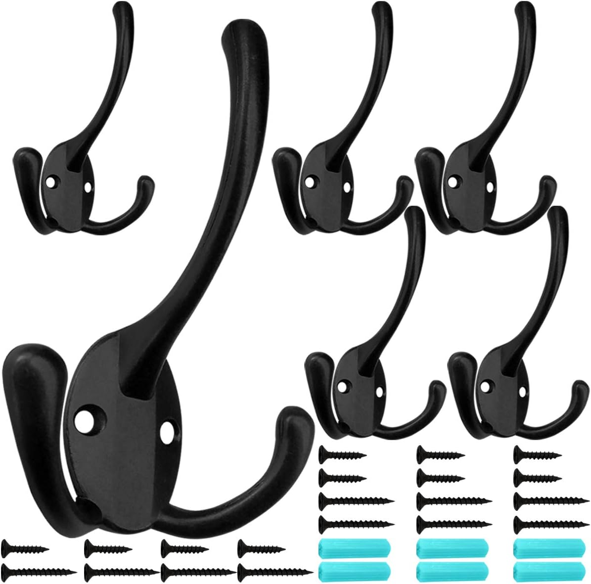 IBosins 6 Pack Heavy Duty Coat Hooks with 24 Screws