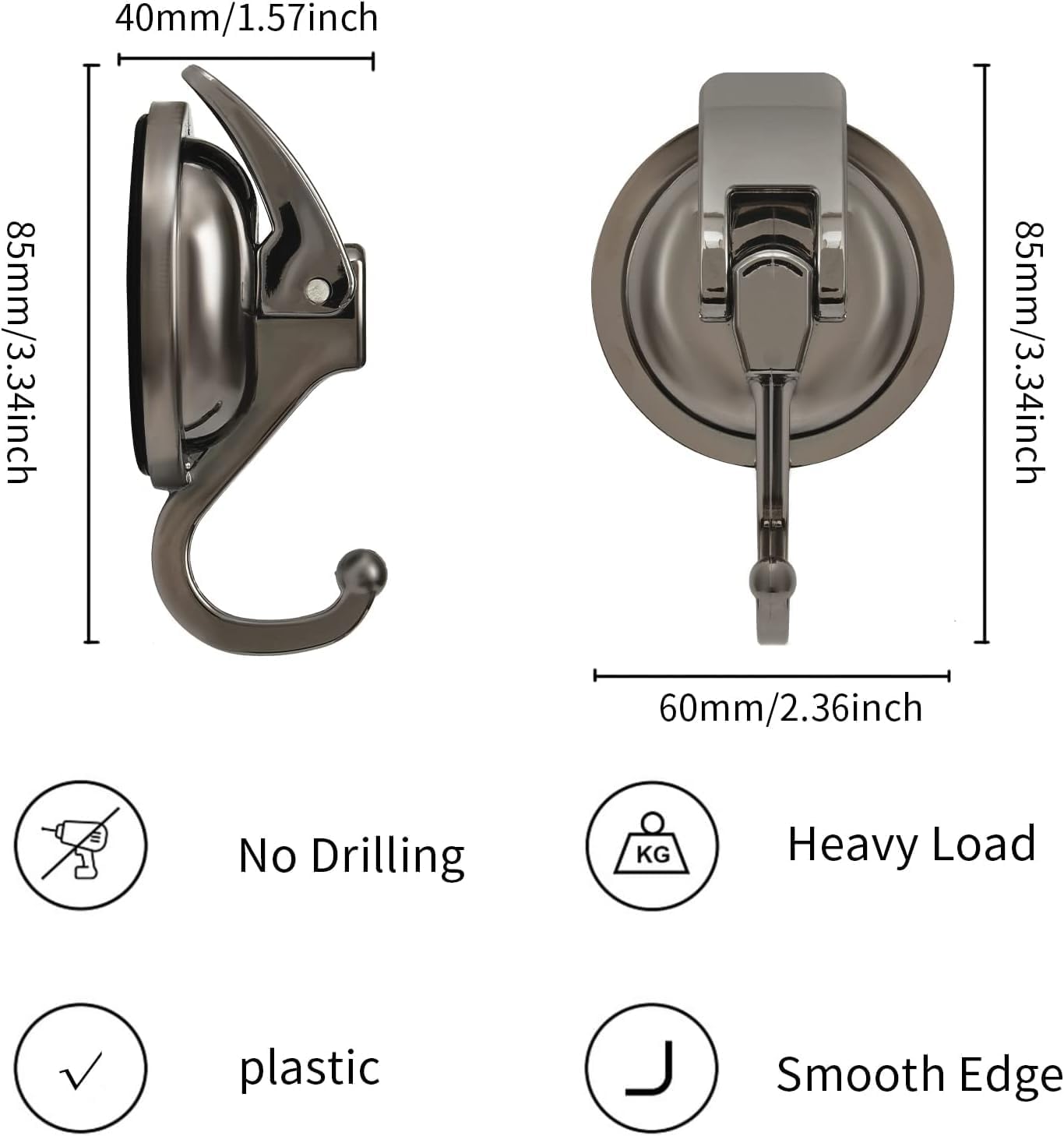 Suction Shower Hooks 2 Pack Strong Grip Wreath Hanger