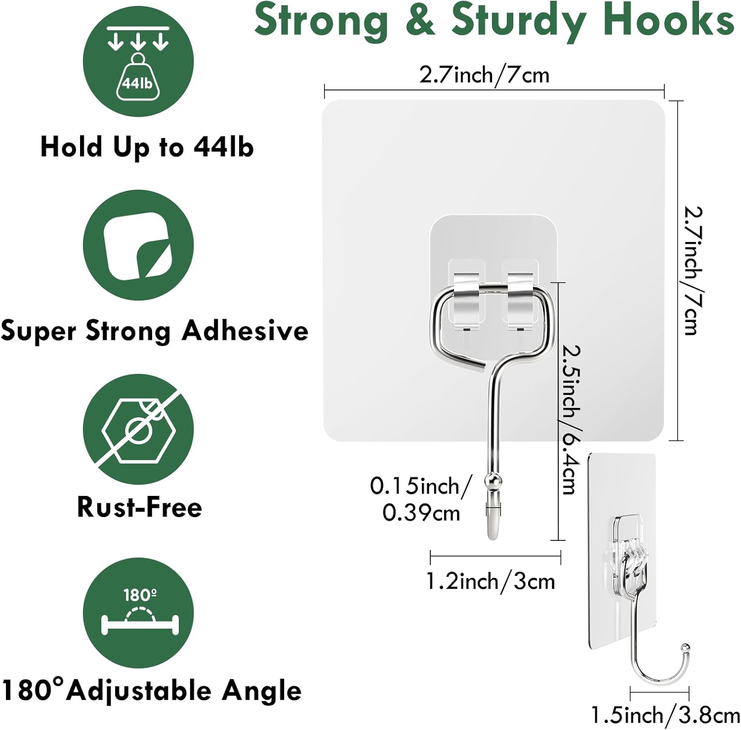 Lsnisni 20 Pack Heavy Duty Adhesive Hooks