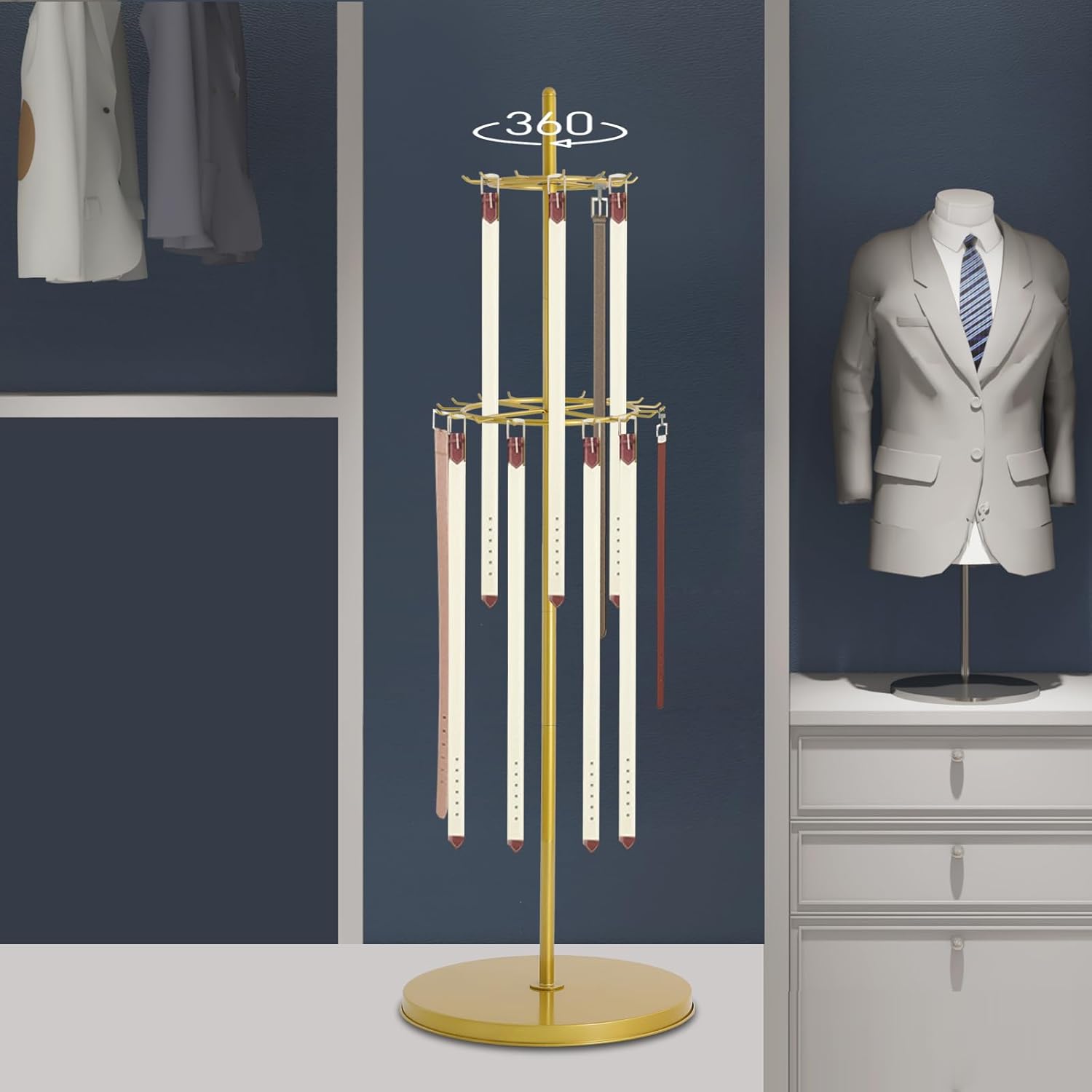 661in Gold Belt Display Tie Scarf Rack