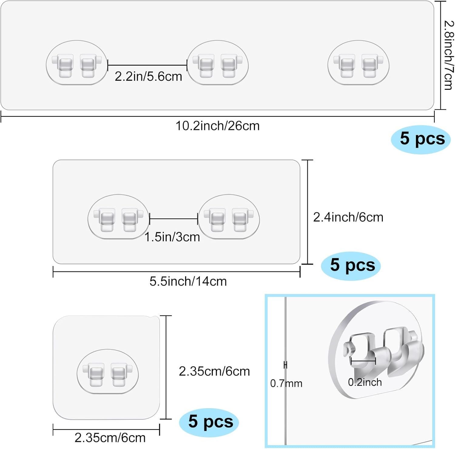 Vivinin 15 Pack Shower Caddy Adhesive Hooks No Drilling