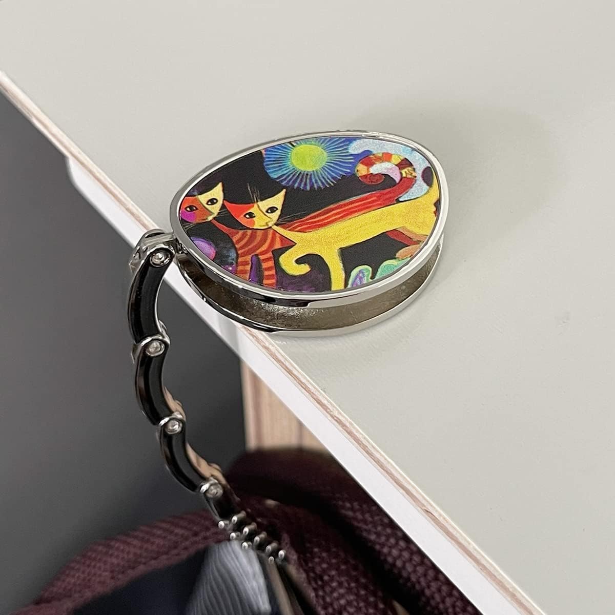 Wrapables Stylish Purse Hook Hanger with Cats
