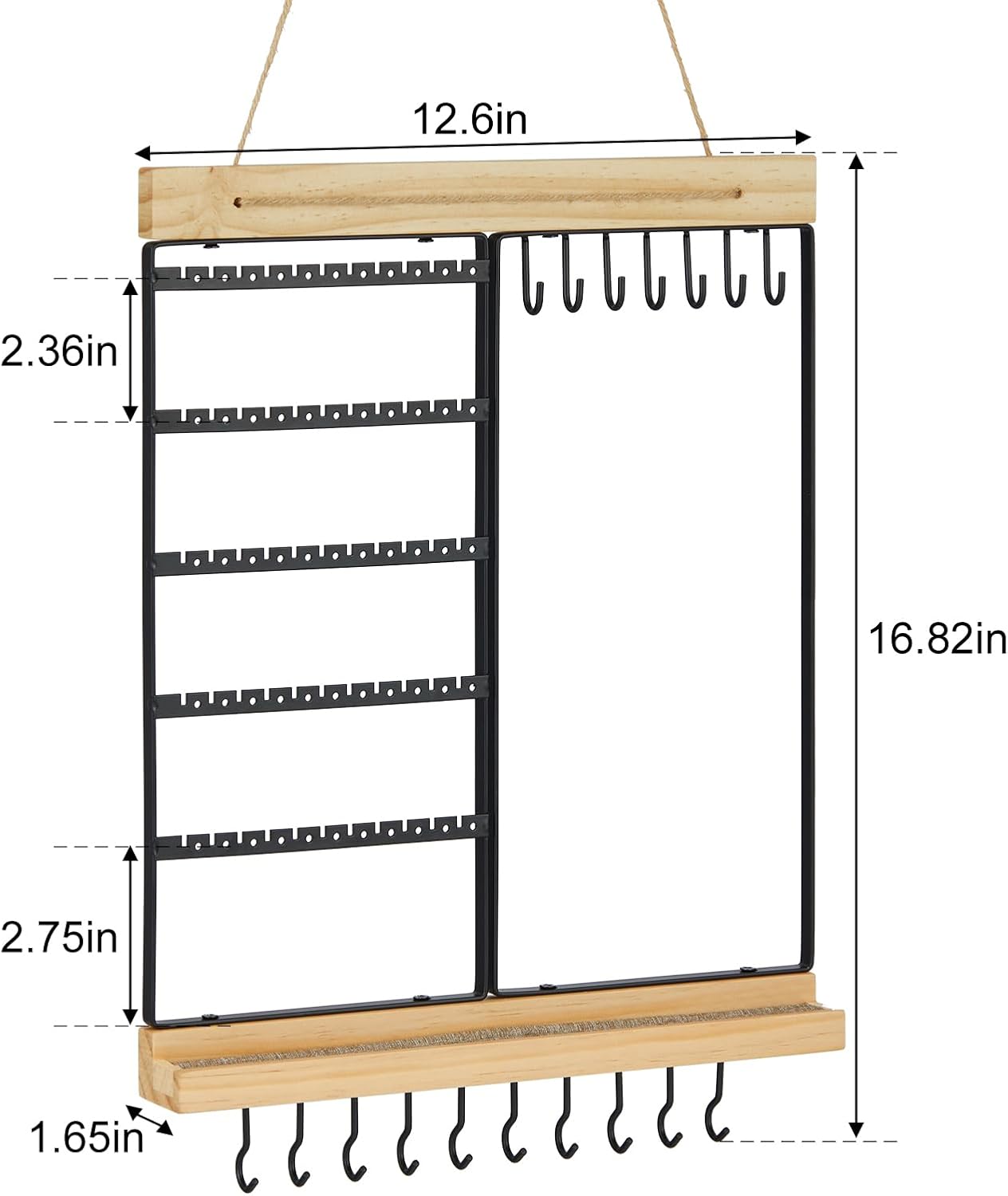 Feyejade 5-Tier Wall Jewelry Organizer Black