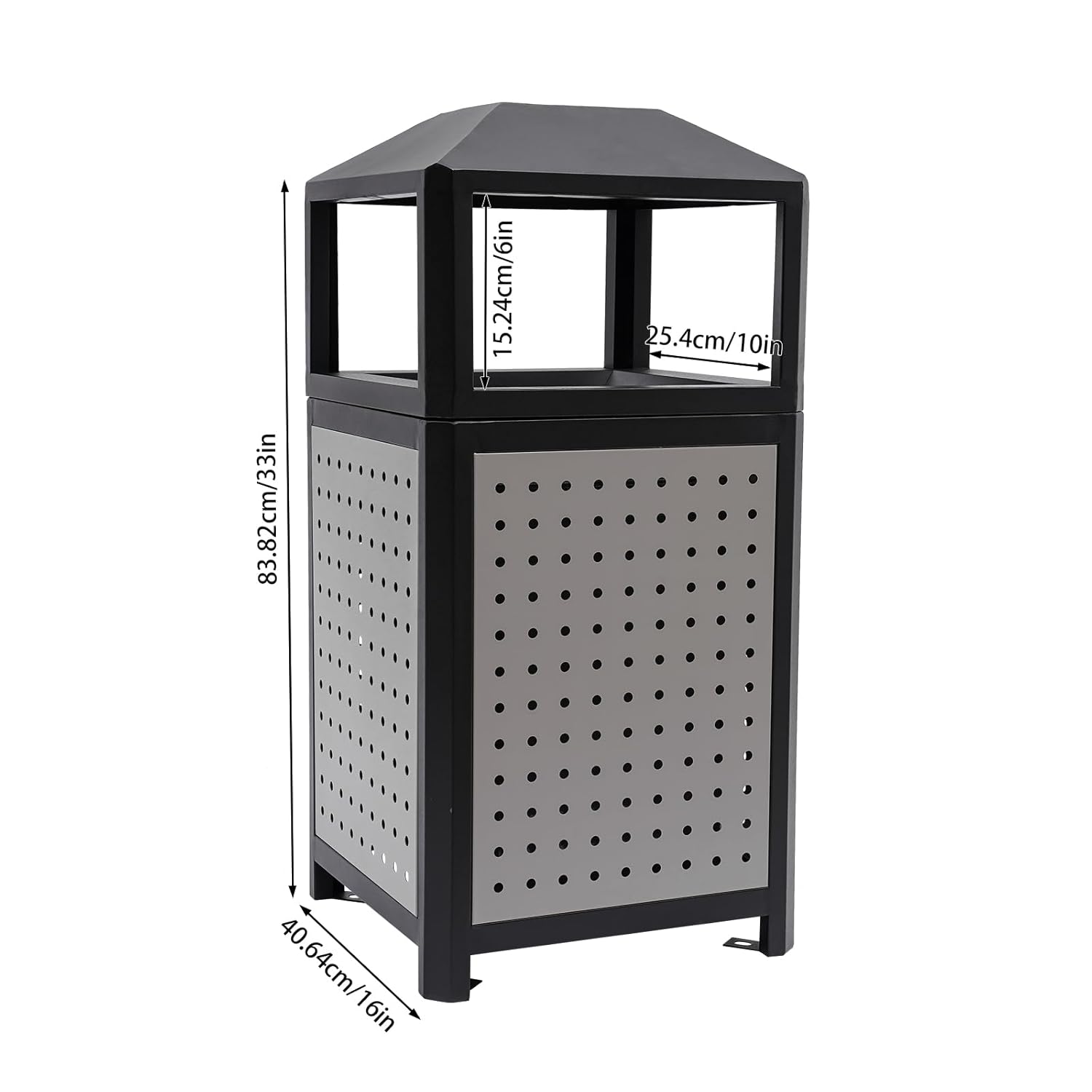 Commercial Waste Container Trash Can with Ashtray - 15 Gallon Stainless Steel